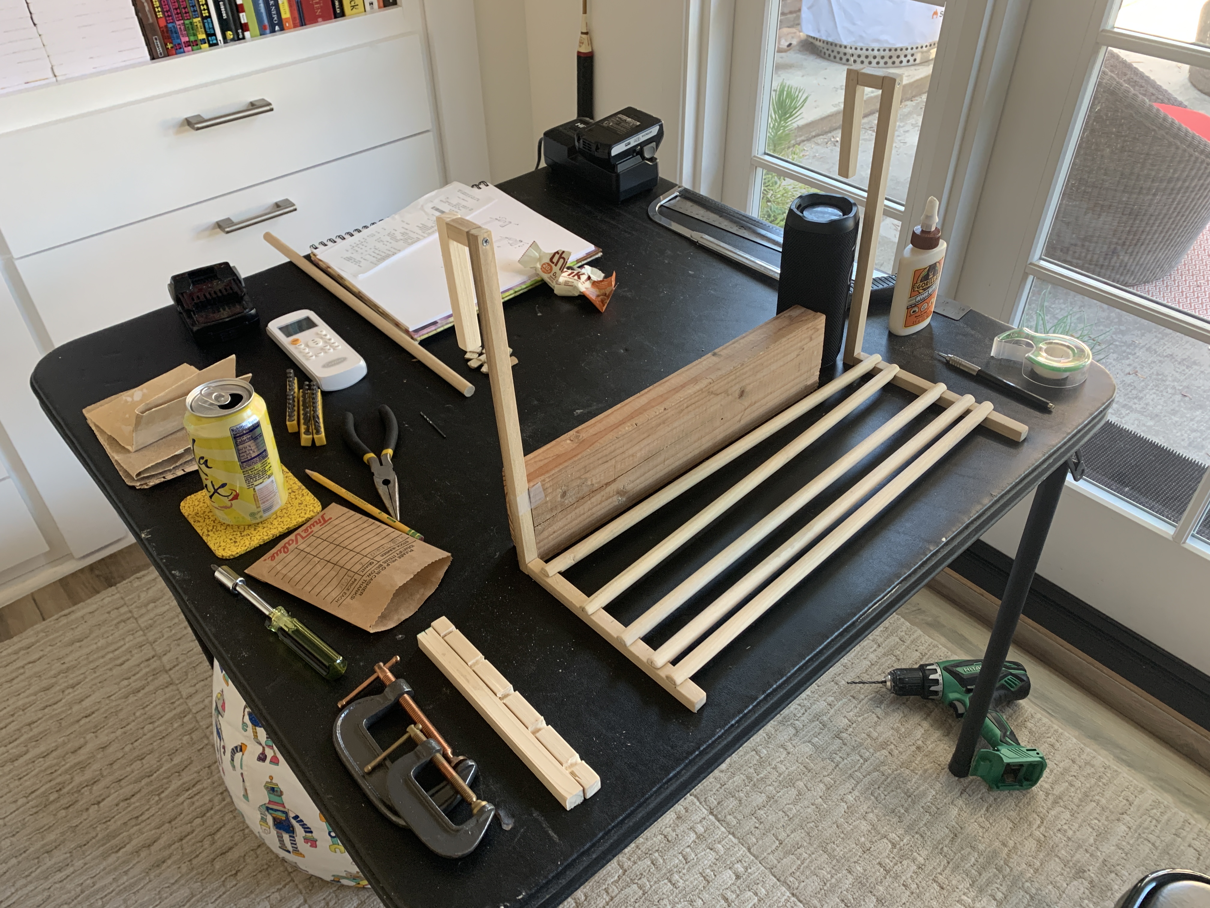 Work-in-progress photo of assembly